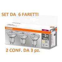 Set da 6 faretti LED Osram GU10 4,8W - 50W Luce Calda 2700k 350 lumen 230V