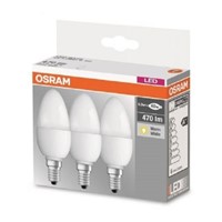 set di 3 lampadine Led Oliva Osram E14 5,3W - 40w luce calda bianco latte